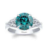 3 Carat Round Blue And White Diamond Ring