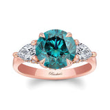 3 Carat Round Blue And White Diamond Ring