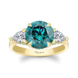 3 Carat Round Blue And White Diamond Ring