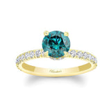 Blue And White Diamond Halo Engagement Ring