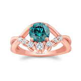 Blue And White Diamond Unique Engagement Ring
