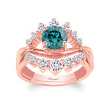 Blue And White Diamond Unique Wedding Set
