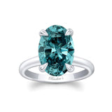 4 Carat Oval Blue Diamond Solitaire Ring