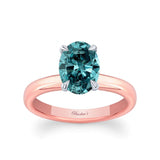 Oval Blue Diamond Solitaire Engagement Ring