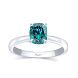 Elongated Cushion Blue Diamond Solitaire Ring