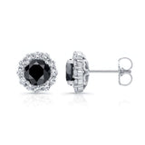 1 Carat Black Diamond Halo Studs
