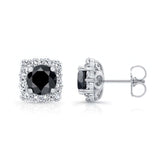 1.00ct. Cushion Black Diamond Halo Studs