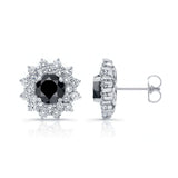 1.00ct. Double Halo Black Diamond Studs