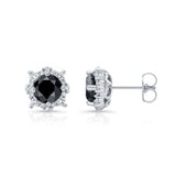 1.00ct. Unique Halo Black Diamond Studs