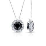 Black Diamond Halo Necklace