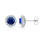 1 Carat Blue Sapphire Halo Studs