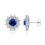 1.00ct. Double Halo Blue Sapphire Studs