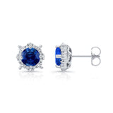 1.00ct. Unique Halo Blue Sapphire Studs
