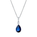 Pear Shape Blue Sapphire And Diamond Necklace