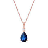 Pear Shape Blue Sapphire And Diamond Necklace
