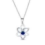 Blue Sapphire Flower Necklace