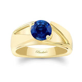 Wide Split Shank Blue Sapphire Solitaire Ring