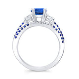 3 Stone Sapphire Wedding Ring Set