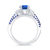 3 Stone Sapphire Wedding Ring Set