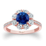 Flower Halo Blue Sapphire And Diamond Engagement Ring