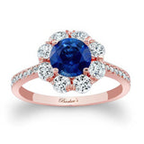 Flower Halo Blue Sapphire And Diamond Engagement Ring