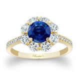 Flower Halo Blue Sapphire And Diamond Engagement Ring