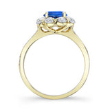 Flower Halo Blue Sapphire And Diamond Engagement Ring