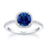 1 Carat Round Blue Sapphire And Diamond Halo Engagement Ring
