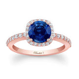 1 Carat Round Blue Sapphire And Diamond Halo Engagement Ring