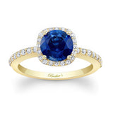 1 Carat Round Blue Sapphire And Diamond Halo Engagement Ring