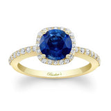 1 Carat Round Blue Sapphire And Diamond Halo Engagement Ring