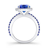 2 Carat Halo Blue Sapphire Engagement Ring