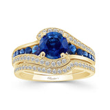 Unique Sapphire Bridal Set