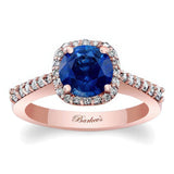 Round Blue Sapphire And Diamond Halo Ring