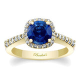 Round Blue Sapphire And Diamond Halo Ring