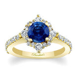 Classic Halo Blue Sapphire And Diamond Engagement Ring
