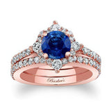 Classic Halo Blue Sapphire And Diamond Bridal Set