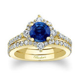 Classic Halo Blue Sapphire And Diamond Bridal Set