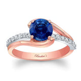 Simple 1 Carat Round Blue Sapphire And Diamond Ring