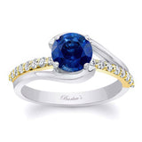 Simple 1 Carat Round Blue Sapphire And Diamond Ring