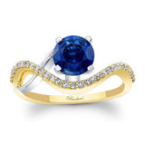 Curved Blue Sapphire And Diamond Wedding Ring