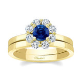 Halo Blue Sapphire And Diamond Solitaire Wedding Ring Set