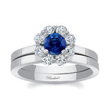 Halo Blue Sapphire And Diamond Solitaire Wedding Ring Set