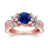 Blue Sapphire And Diamond Flower Ring