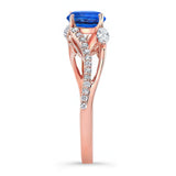 Curved Split Shank Blue Sapphire And Diamond Ring