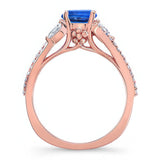 Curved Split Shank Blue Sapphire And Diamond Ring