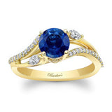 Curved Split Shank Blue Sapphire And Diamond Ring