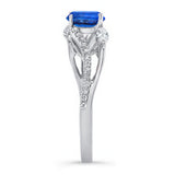 Curved Split Shank Blue Sapphire And Diamond Ring