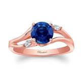 V Shaped Blue Sapphire And Diamond Ring