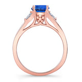 V Shaped Blue Sapphire And Diamond Ring